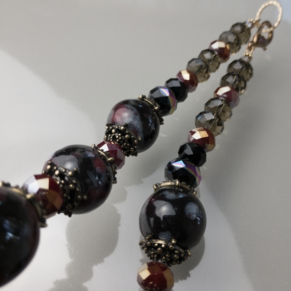 Italian Handmade Beaded Necklace Luxury Clasp Purple & Red Jewelry - Picture 10 of 12